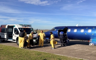 Con la participación del helicóptero de la Policía, Venado Tuerto se movilizó por una donación multiorgánica